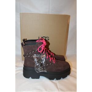 UGG WOMEN'S BRISBANE SUEDE‎ LACE UP PLATFORM WATERPROOF BOOTS CEDAR BROWN SZ 10
